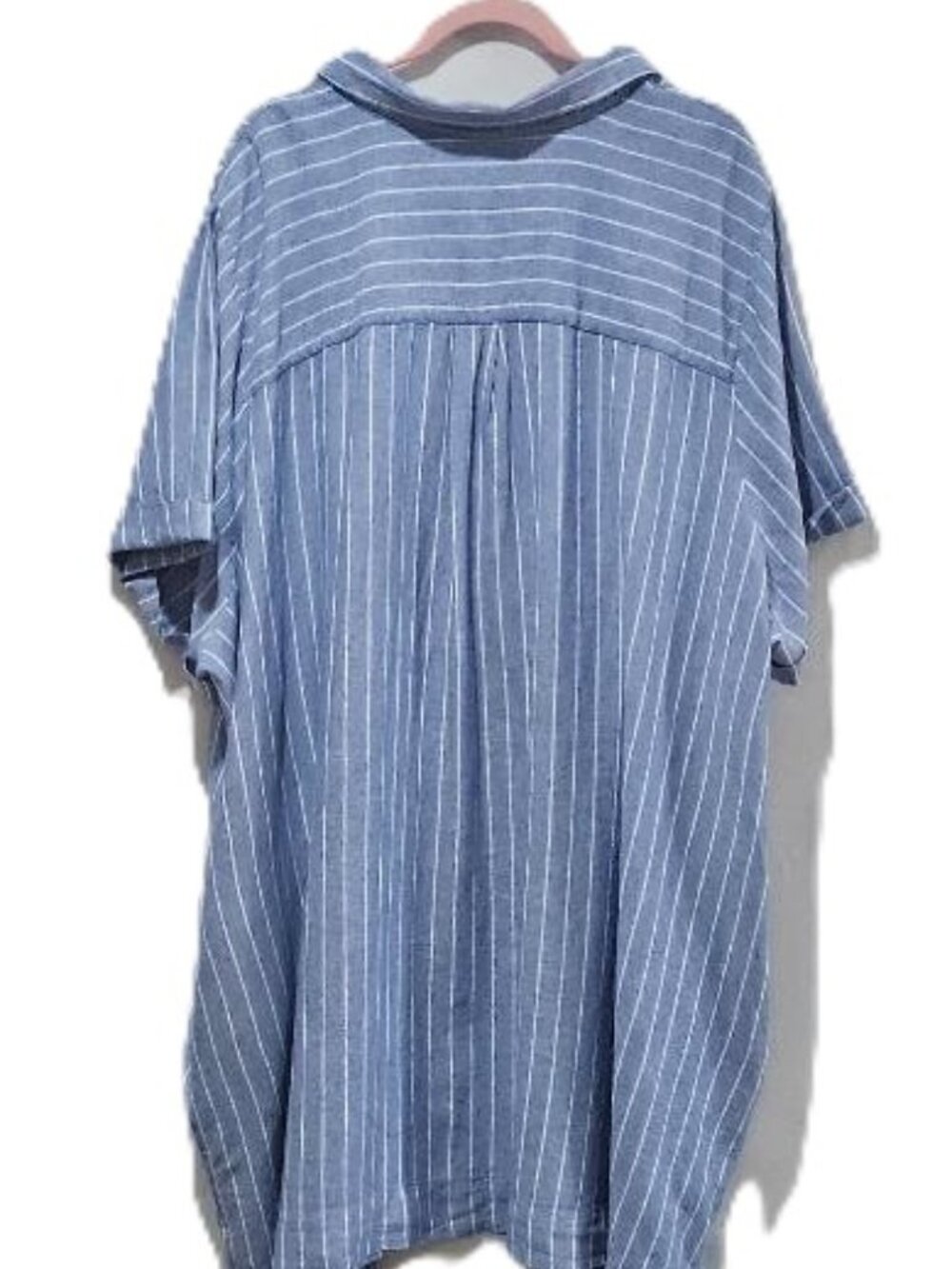 OLD NAVY BLUE WHITE STRIPE LINEN SHORT SLEEVE SHIRT DRESS SWIM COVERUP 4X - 5X - Picture 6 of 9